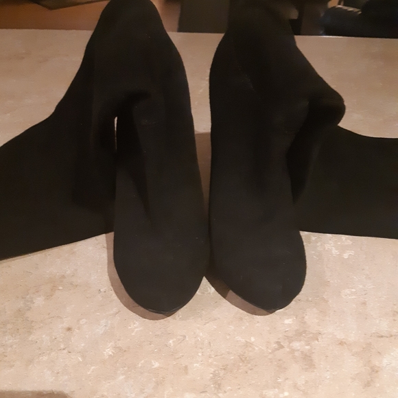 Gorgeous Black Leather Suede Thigh High Boots Sz 7 - Picture 5 of 14